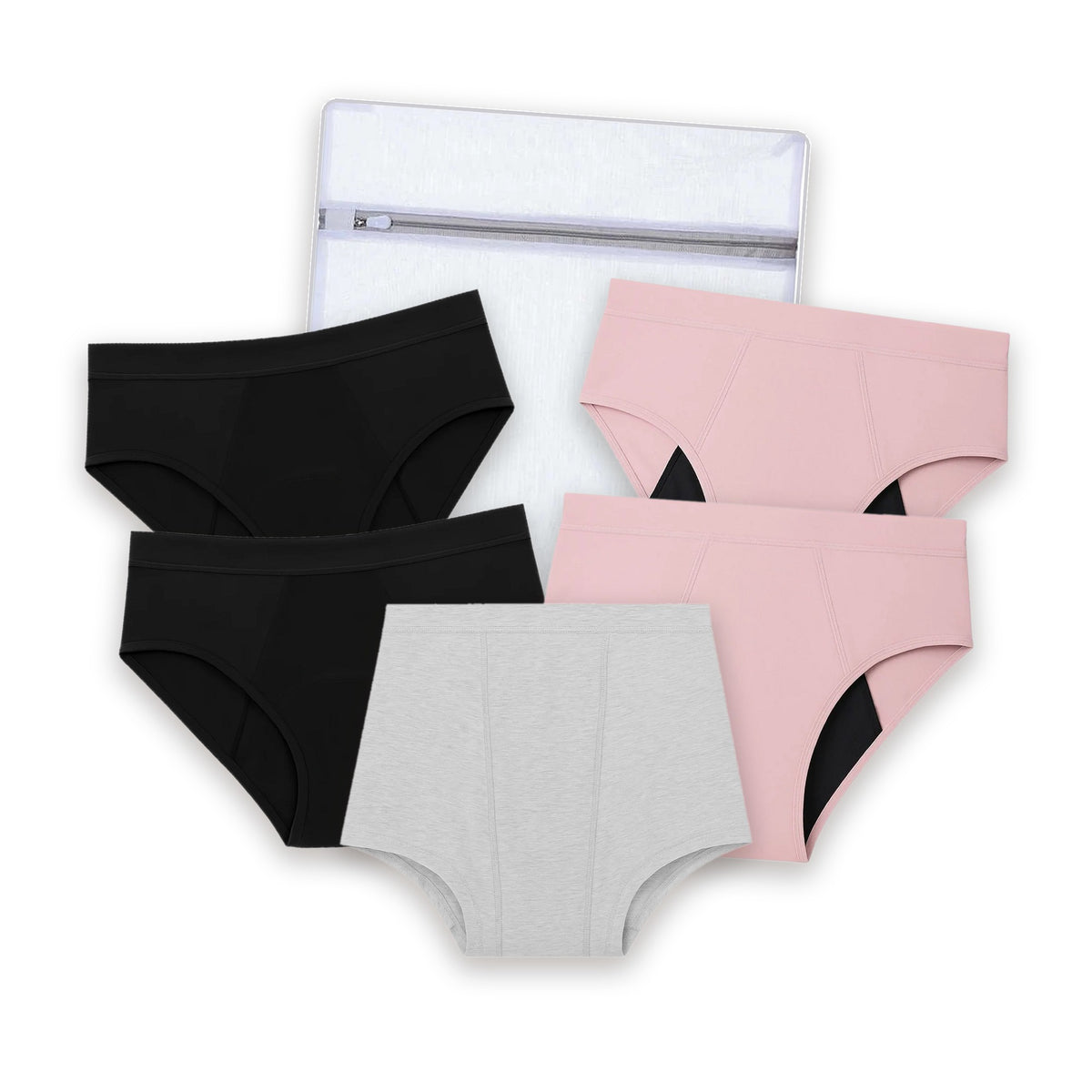 Kit Primeira Menstruação Lelambu® – 5 cuecas menstruais para adolescentes