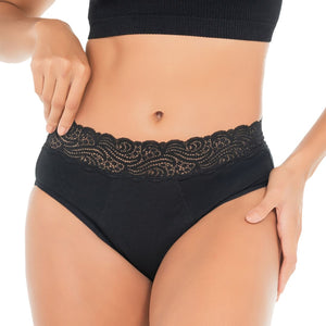 Cueca menstrual de algodáo com encaixe Lelambu® Vittoria