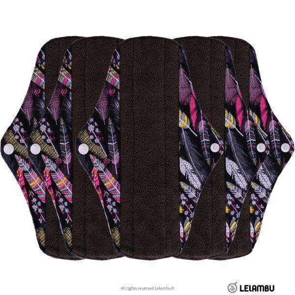 Pensos higiénicos reutilizáveis de bambu preto