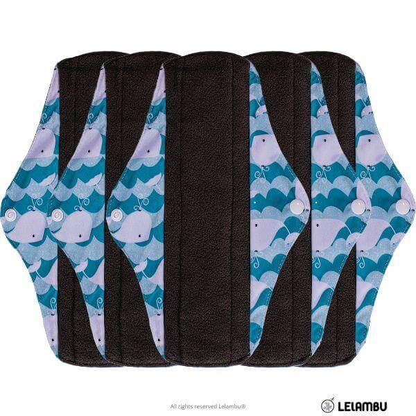 Pensos higiénicos reutilizáveis de bambu azul