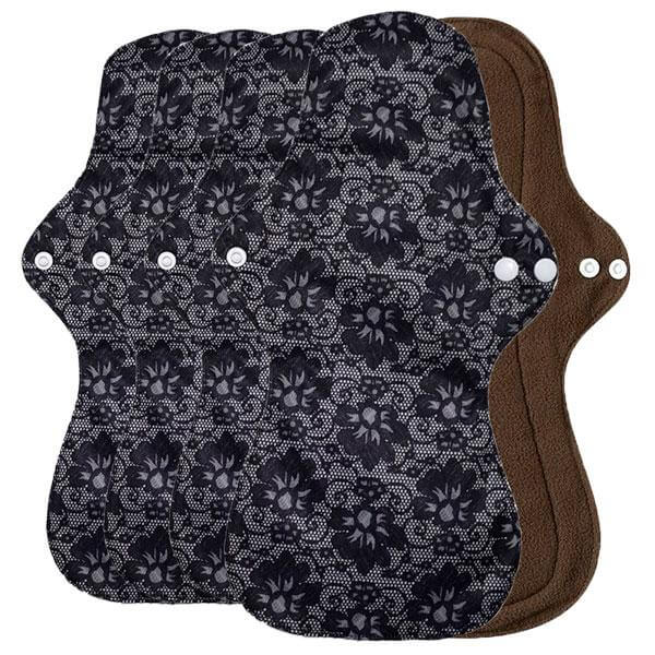 Pensos higiénicos reutilizáveis de noite com bambú preto