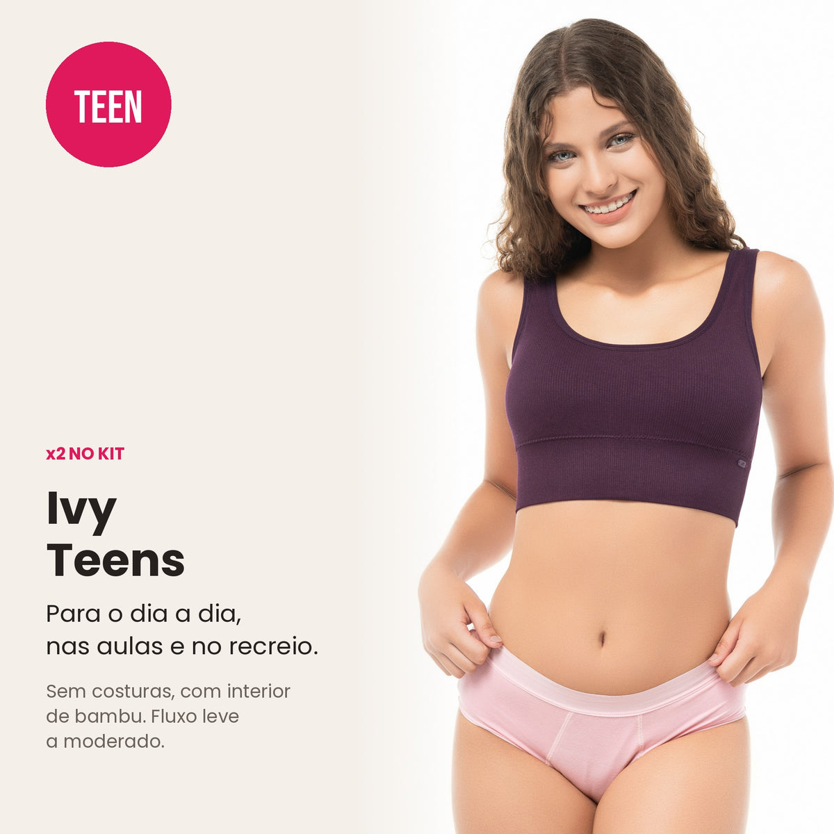Kit Primeira Menstruação Lelambu® – 5 cuecas menstruais para adolescentes