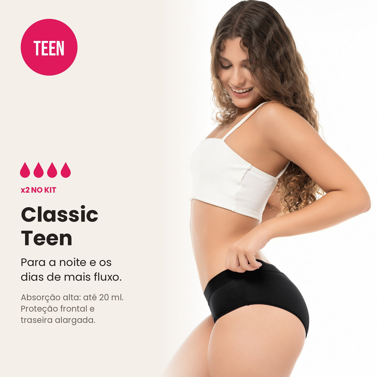 Kit Primeira Menstruação Lelambu® – 5 cuecas menstruais para adolescentes