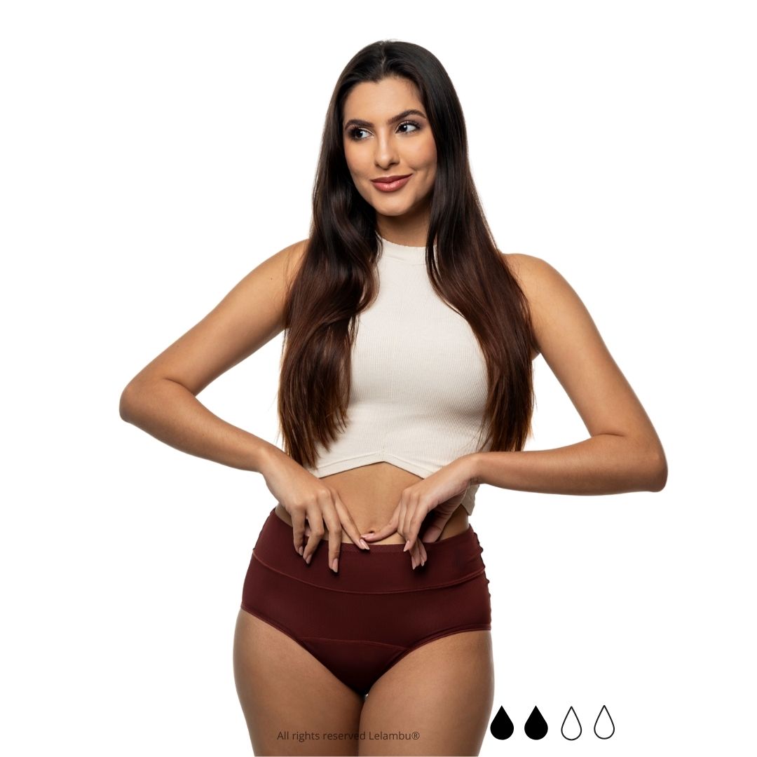 Cueca menstrual anti-assura cintura alta Lelambu® Amelie